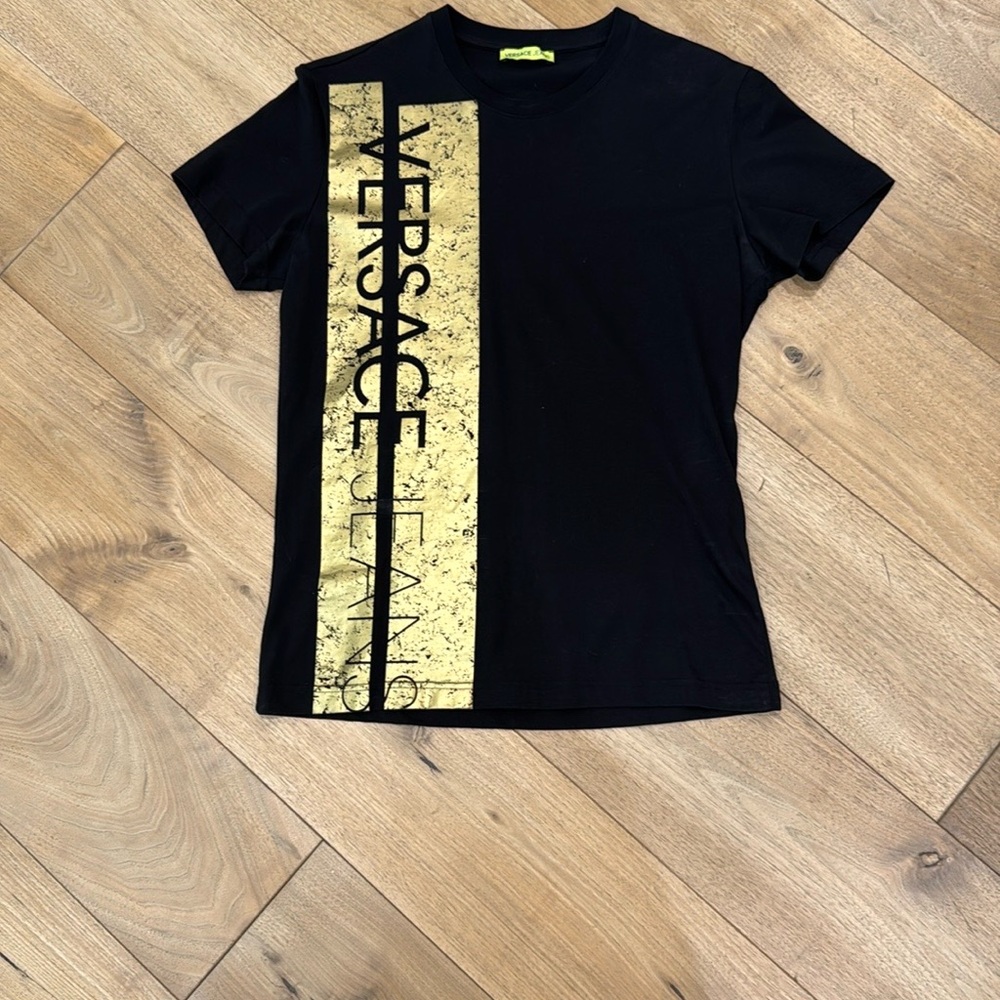 Versace Jeans Black and Gold Short Sleeve Tee